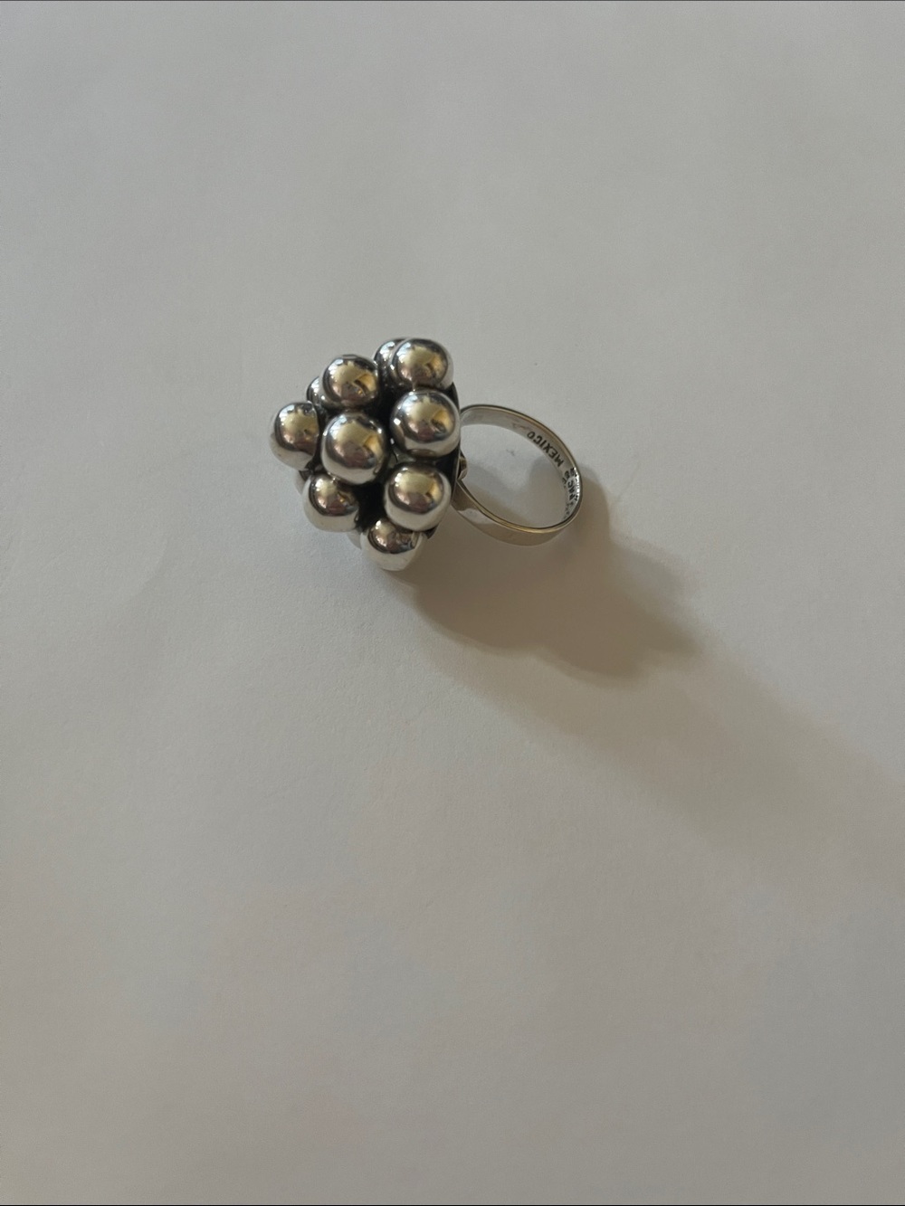 Sterling Silver Cluster Ball Ring - Silver